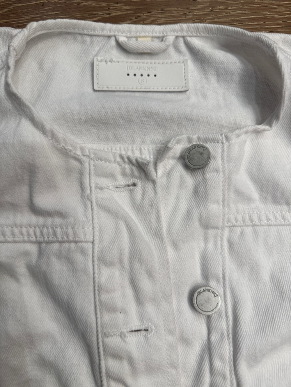 Blank NYC Cropped White Denim Jacket Puff Sleeve Utility Style Size S - Picture 3 of 7
